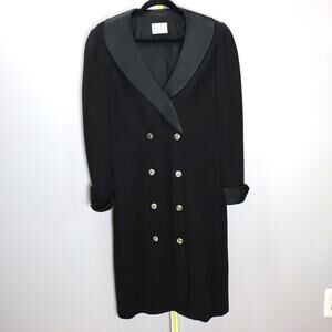 Frank Usher Black Wool Blend Double Breasted Dress | Size 12